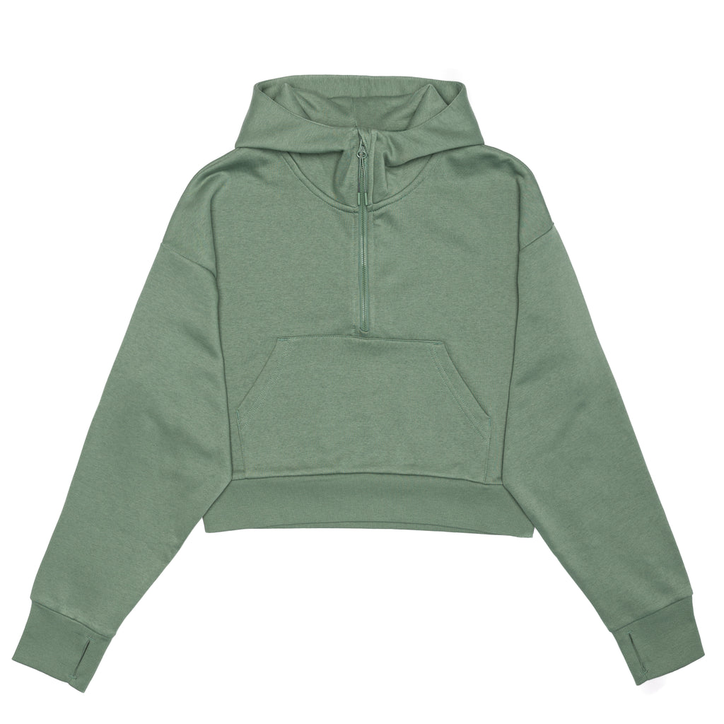 HERO-4220C Cropped Drop Shoulder 1/2 Zip Hoodie