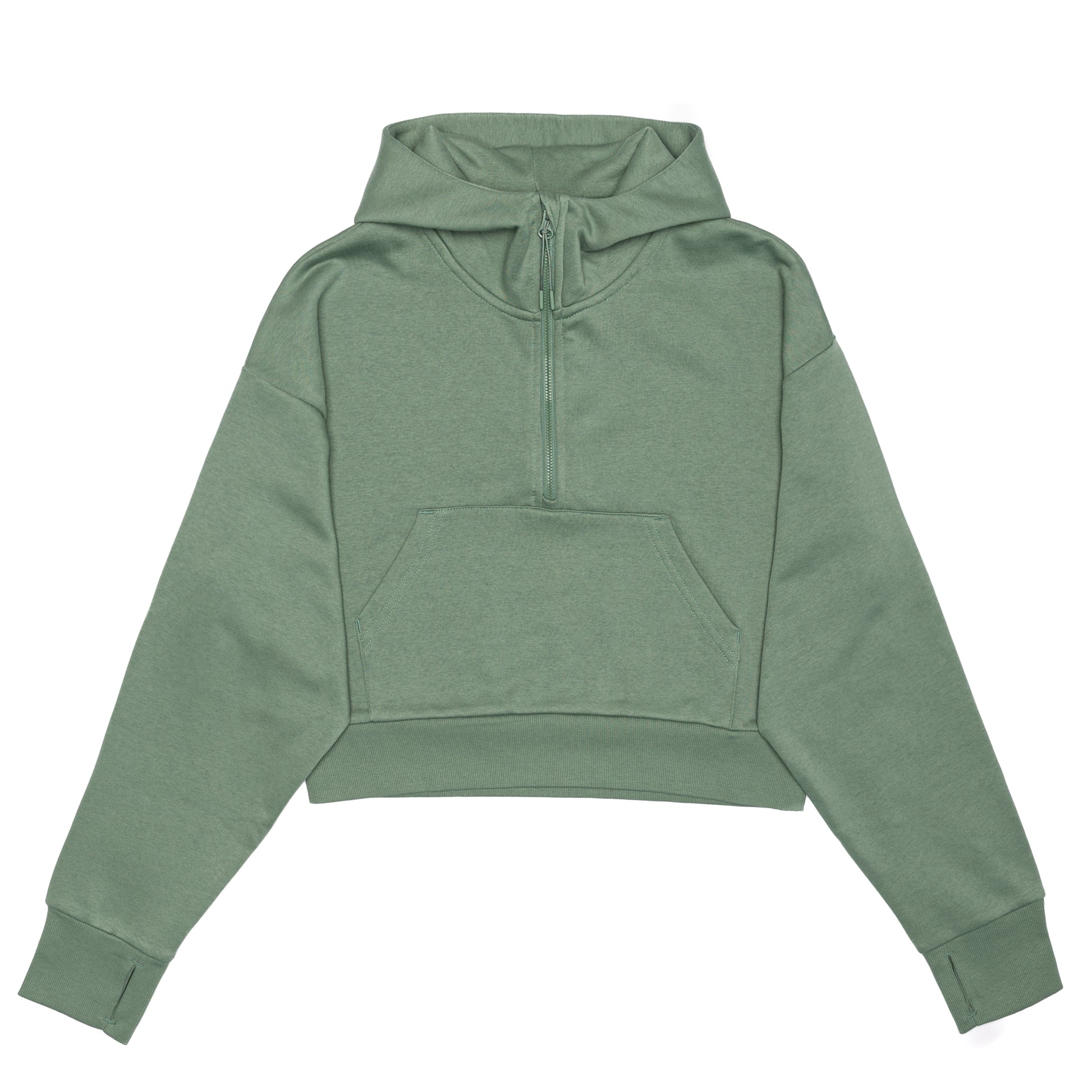 HERO-4220C Cropped Drop Shoulder 1/2 Zip Hoodie