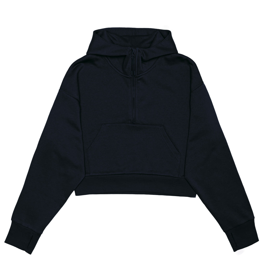 HERO-4220C Cropped Drop Shoulder 1/2 Zip Hoodie