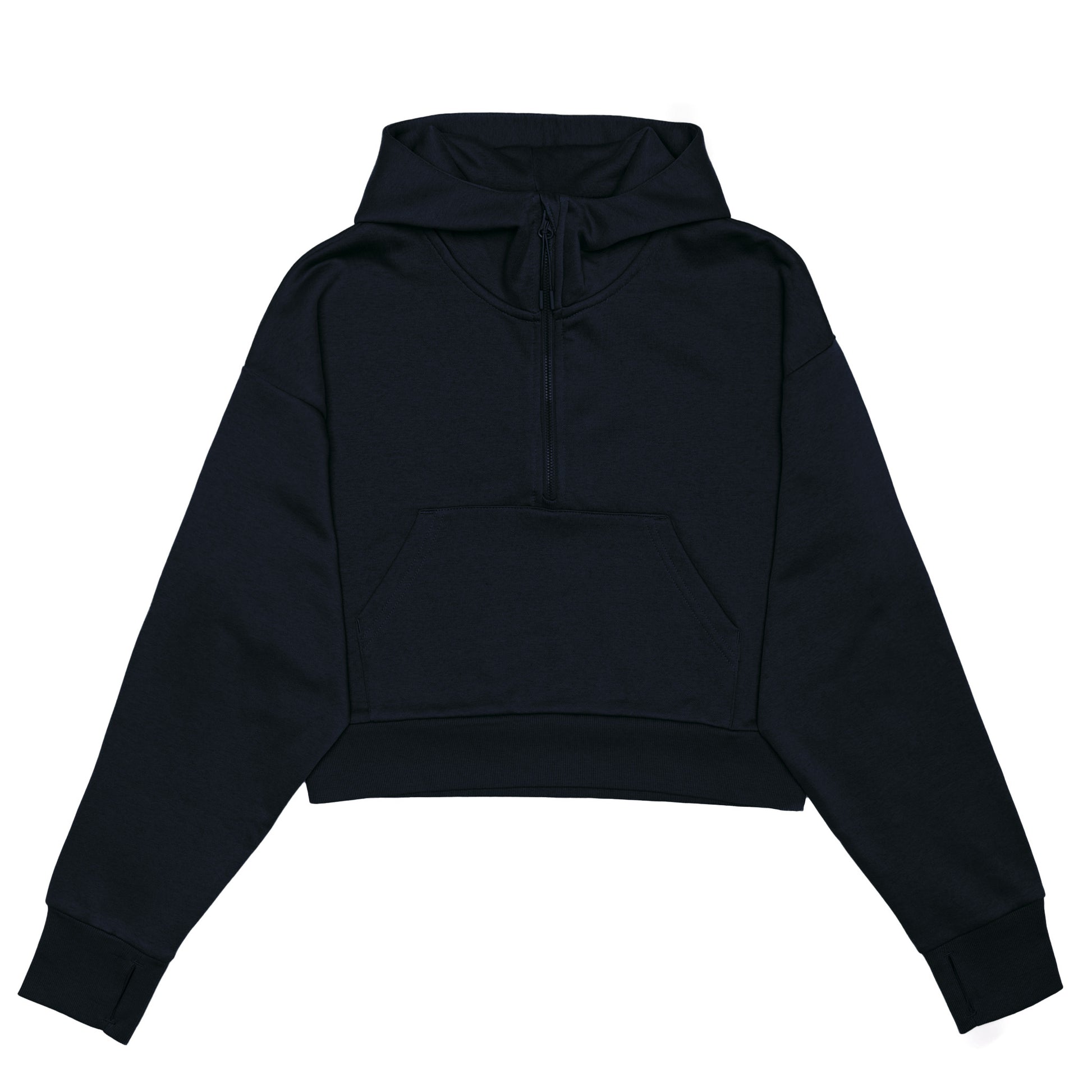 HERO-4220C Cropped Drop Shoulder 1/2 Zip Hoodie